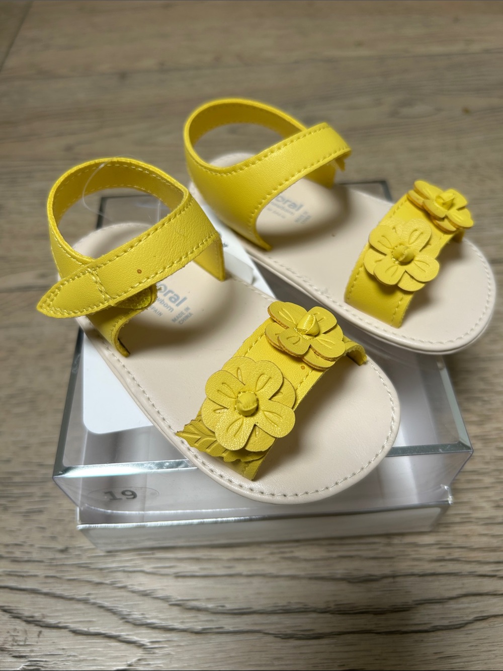 Mayoral Yellow Floral Velcro Strap Baby Sandals - Picture 2 of 3